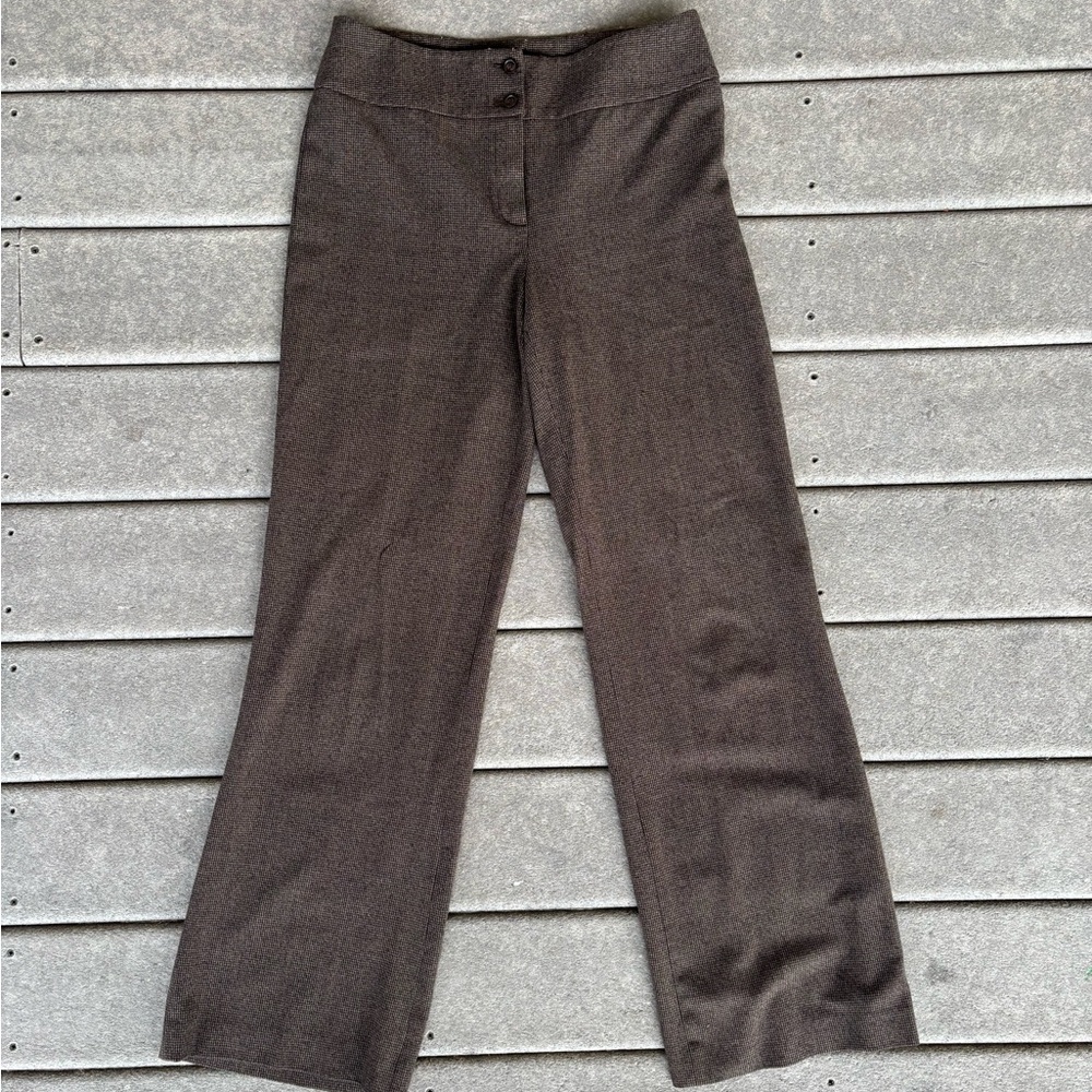 Jones New York Brown and Black Plaid Wide Leg Pants
